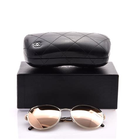 CHANEL Round Mirror Sunglasses 4206 Rose Gold